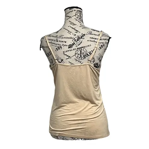 None Vintage Y2K Lace Trim Beige Camisole L | Normcore Preppy Coastal Basic Tank