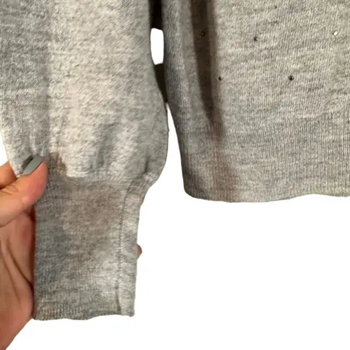 MNG by Mango Gray Beaded Long Sleeve Wool Blend Knit Sweater Women Sz S