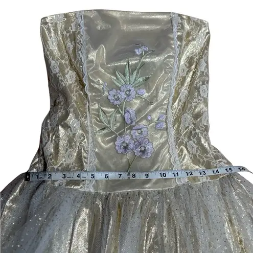 New Y2K Vintage Loralie Strapless Formal Fairytale Gown Dress size 10 Gold