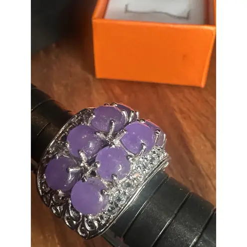 Purple Lavender Jade Sterling Silver 925 Band Ring Size 6
