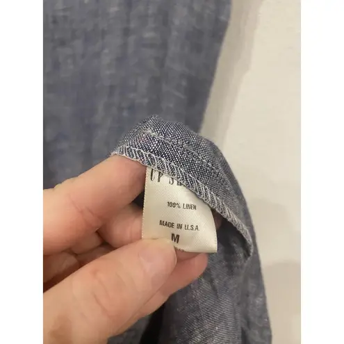 CP Shades Tank Dress Womens Medium Blue Linen Sleeveless Scoop Neck Made USA