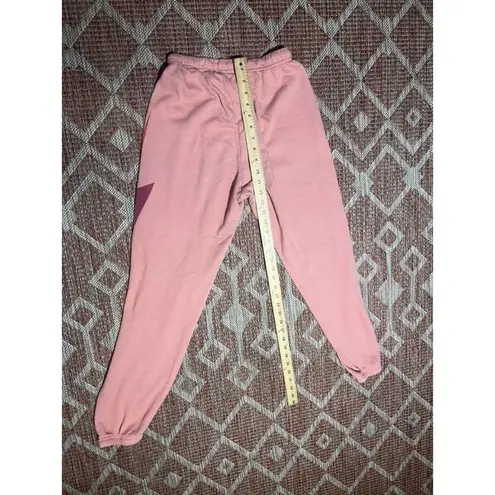 Aviator Nation Preppy  Petal Pink Sweatpants with Purple Fade Lightening Bolt