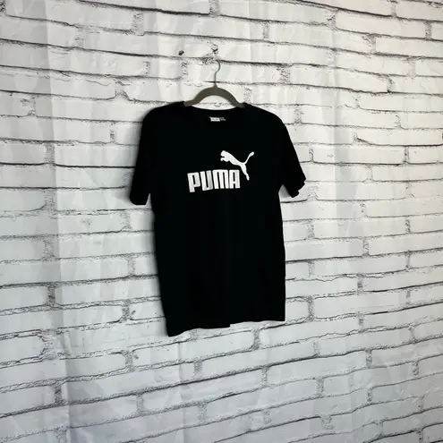 Puma  Classic Logo T-Shirt Women’s XS Black White Cotton Crew Neck Athletic Tee