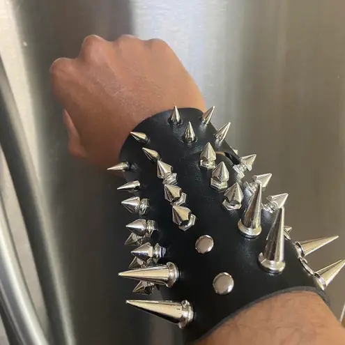 3 PCs Gothic PU leather Spiked Studded Bracelets