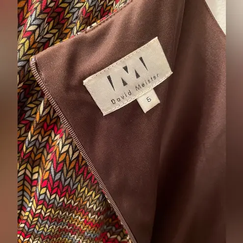 David Meister Geometric Red Orange Sheath Dress