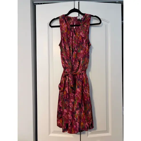 Evereve Floral Print Sleeveless Tie Waist Midi Dress Women's Size M