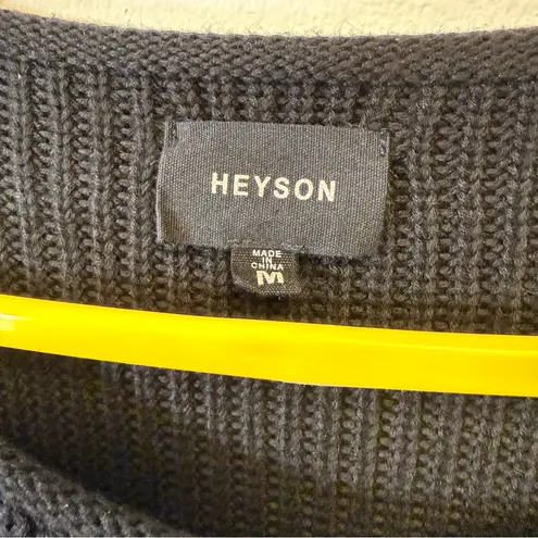 Heyson Black Cotton Blend Sweater Crochet Floral Sleeves Women’s Size Medium