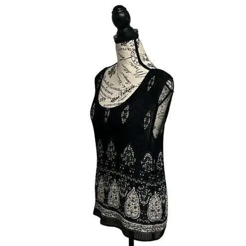 Nicola Black Paisley Popcorn Tank Top Women’s L | Semi