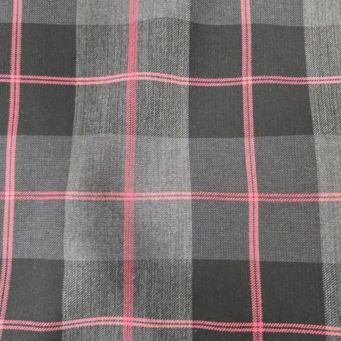 1990s Vintage Charcoal Gray Pink Plaid Boxy Power Suit Blazer Jacket Size 10P