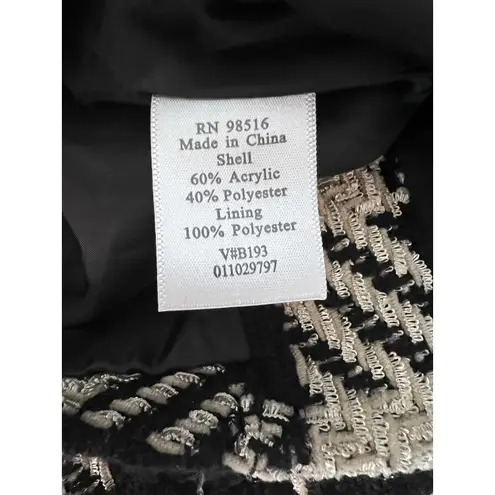 Coldwater Creek Houndstooth Blazer Chenille Jacket Black Size 12 Petite Womens