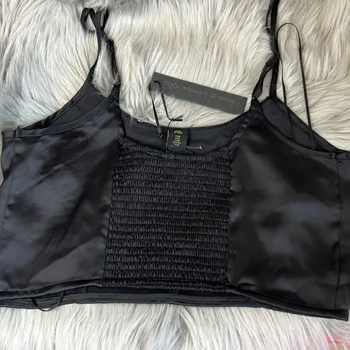 House of Harlow NWT 1960 Black Rhinestone Trim Cami Top Size L