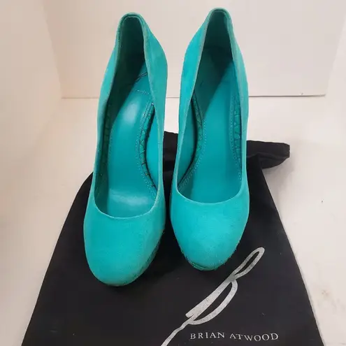 Brian Atwood  Turquoise Mermaid Platforms Pumps 8