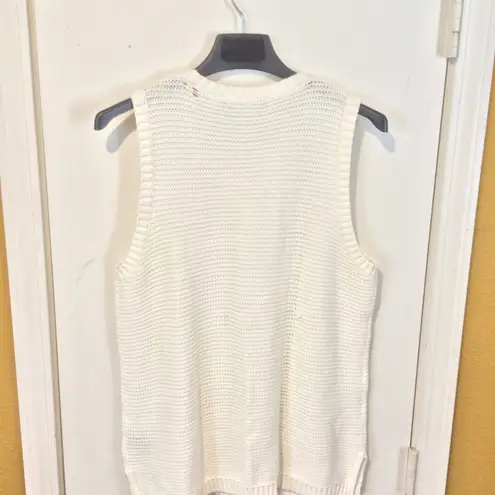 LRL women's XL ivory loose knit fringe sweater vest NEW ~ NWD small fabric pulls