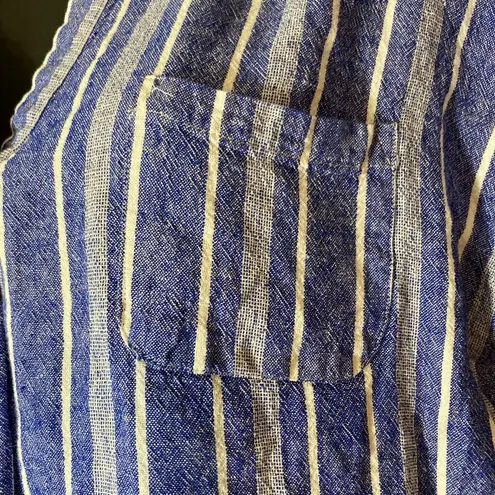 Coastal Comfort Striped Denim Blue and White Blouse Size XXL