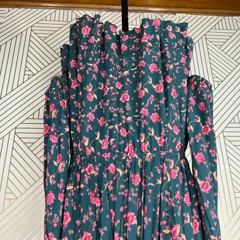 Free People  Flower Fields Mini Dress‎ Green Pink Floral Print Size Medium
