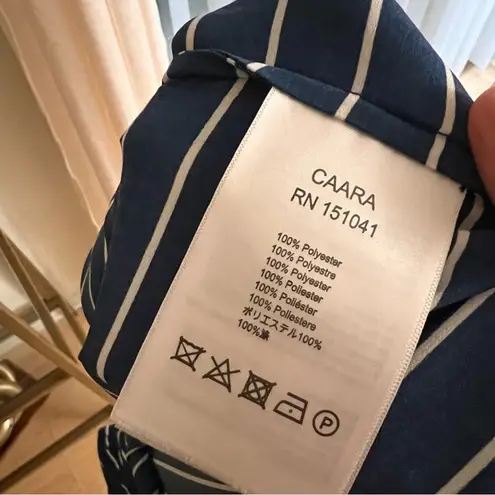 CAARA Navy Lorna Stripe Adjustable Waist Women's
Midi Dress Size Medium Blue