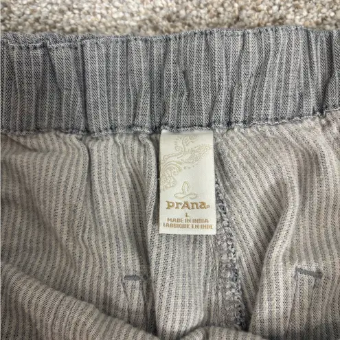 prAna Soledad Striped Pebble Grey Lightweight Pull On Drawstring Pants Large
