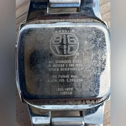 Fossil Ladies Watch Rare Vintage Big Tic Transparent Heart Dial Stainless Band