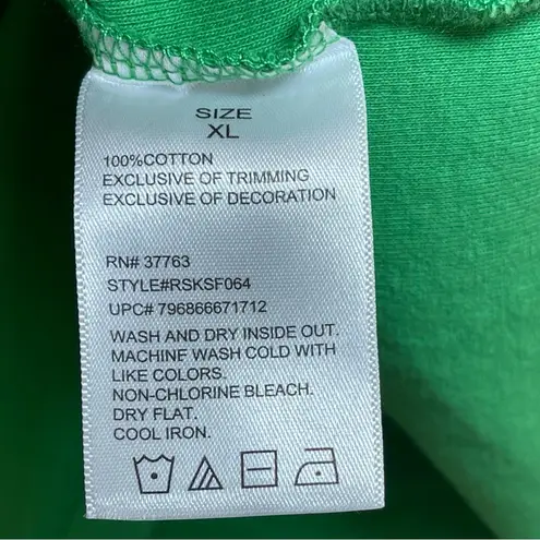 Rafaella | Green Square Neck Short Sleeve Top With Lace Accents | XL