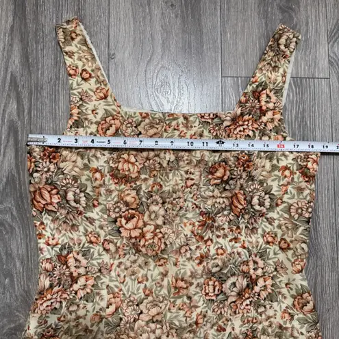 Vintage 90s RESCALA Linen Floral Square Neck Sleeveless Mini Dress Size 12 White