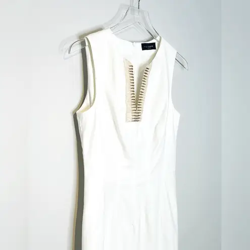 Piazza Sempione Shift Textured White Cotton Dress Size 42