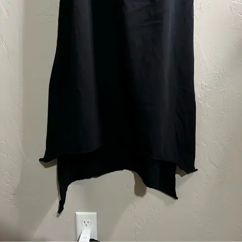 Spicy Green Mango Black Jersey Knot Tie Shoulder Raw Hem Lagenlook Dress