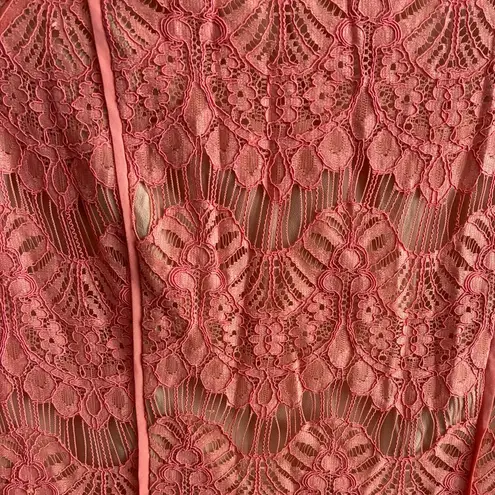 Stylestalker Sherbet I Got You Babe Mini Pink Lace Long Sleeve Sheath Dress S