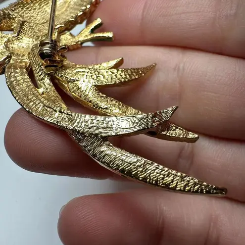Sphinx Signed Bird Of Paradise Enamel Rhinestone Gold Tone Brooch Pin