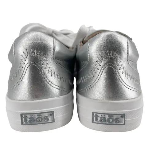 Taos Plim Soul Luxe Sneaker in Metallic Silver Size 6 Quiet Luxury Leather