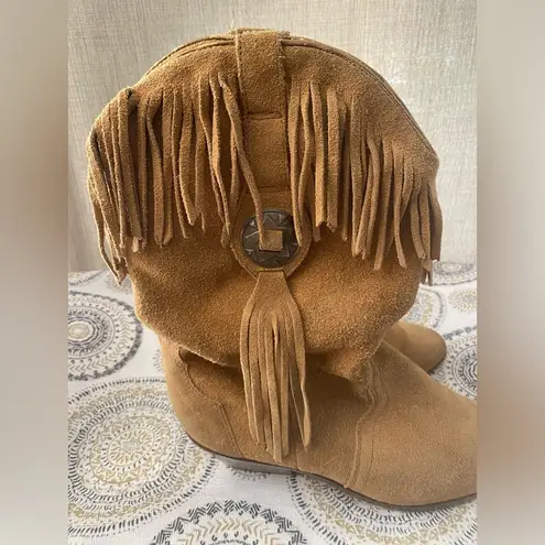 Silver Star Boots Brown Western Cowgirl Fringed Houston Suede Boots Size 8