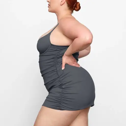 SKIMS NWT Sculpting Swim Ruched One-Piece Suit - Medium - Gunmetal Grey