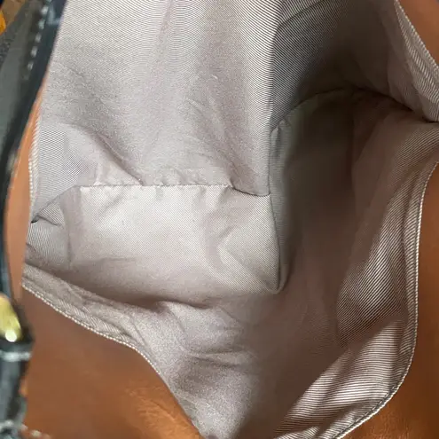 London Fog Textured Pebbled Leather Handbag Purse Black With White Stitching - Image 11