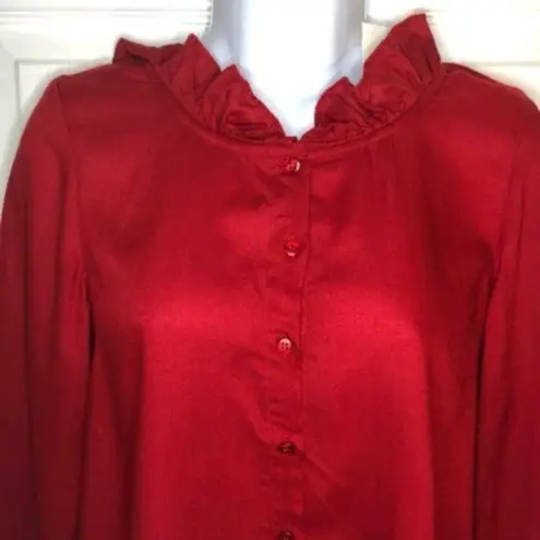 Modcloth  Ruffle Collar Blouse The Frill Of It Top Red S