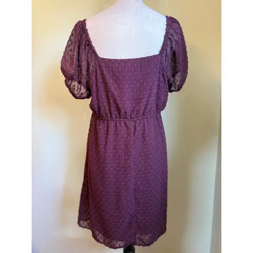 Mimi Chica burgundy Puff Sleeve Dress XL boho whimsi Y2K firy mini grunge