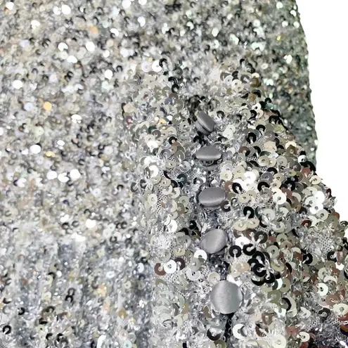 ROTATE BIRGER CHRISTENSEN Samantha Sequined Stretch Mini Wrap Dress Silver 4