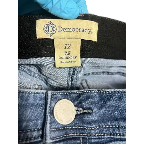 Democracy Ab Technology Jeans Womens 12 Blue Distressed Stretchy Comfort