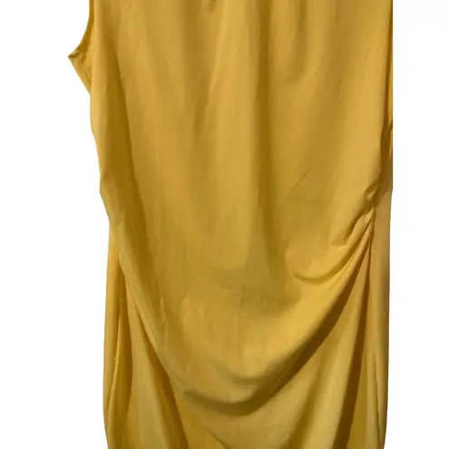 Zanzea Plus Size Women's  3x Dress Yellow Cap Sleeve Ruched Waist Zipper NWOT