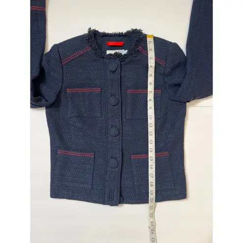 Boden Sienna Navy Blue Red Tweed Boucle Academia Jacket Blazer Sz 4 Womenb