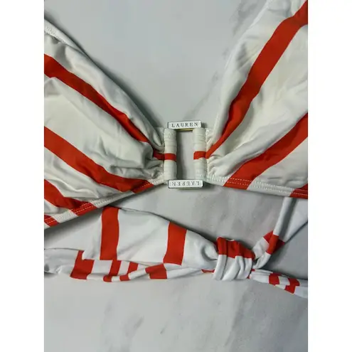 Lauren Ralph Lauren Bikini Top Women's Size Med Large Chest Friendly Y2K Stripes Orange