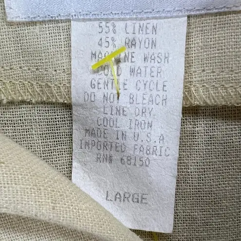 Vintage Charles Keath Tunic Top Womens L Yellow Linen Blend Pineapple Tropical Size L