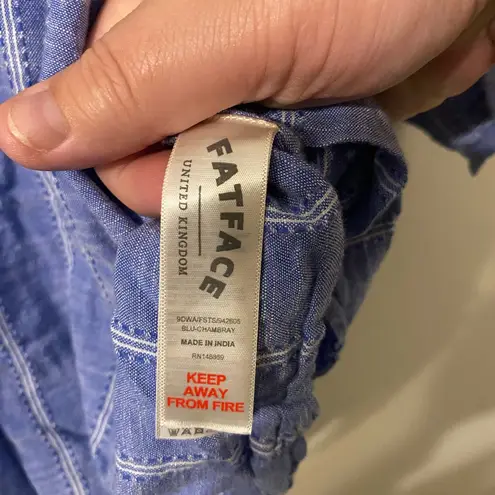 Womens FatFace Blue White Chambray Pullover Blouse Size 8