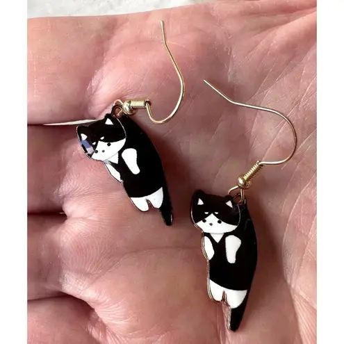Cat Earrings New Black White Kitty Lover Dangle Hooks Christmas Birthday…