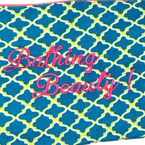💙SALE 3/$25 Embroidered Bathing suit bag cruise club pink green fashion zippered
