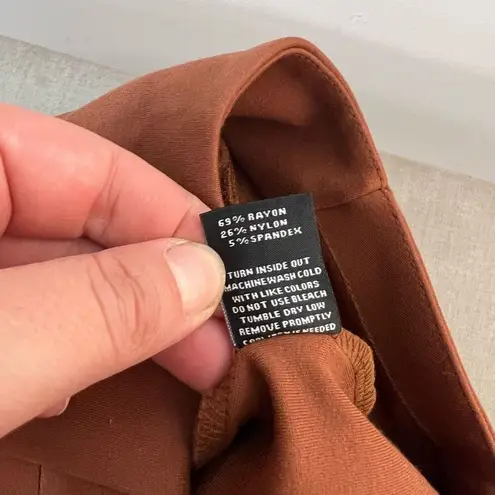 New York And Company NWT Brown Orange Ponte Knit Jersey Faux Look Dress Pant Small