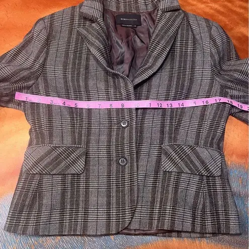 BCBGMAXAZRIA  Noel Wool blend Plaid elbow patch Blazer Medium