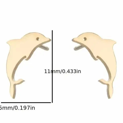 Stainless Steel Dolphin Stud Earrings NWT Silver