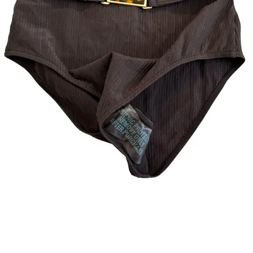 Zimmerman NWT 3 Large Laurel Ribbed Belted One-Piece Swimsuit Chocolate Brown