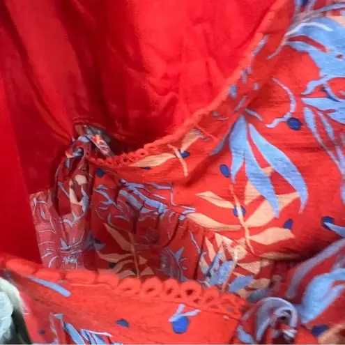 Lost + Wander tie wrap blouse with ruffle sleeves and peplum size large