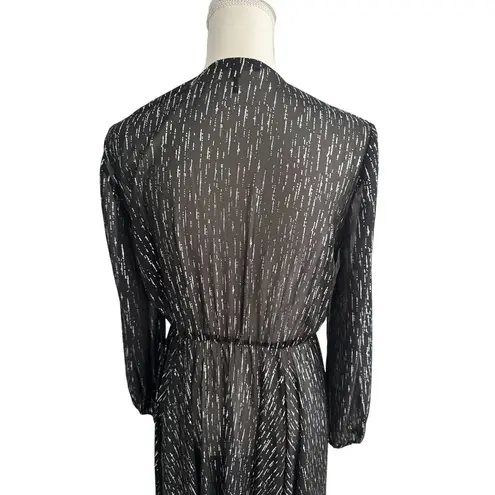 Maje Black Sheet Metallic Long Sleeve Black Maxi Dress Size 40 / US Large