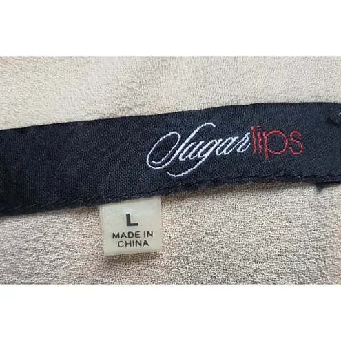 Sugar Lips  Black Nude Lace Peplum Top Sz L